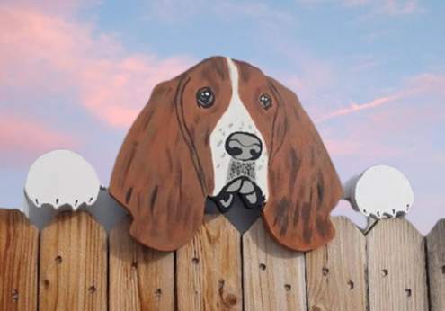Basset Hound Dog Fence Peeker Yard Art Garden Dog Park Kennel Decoration