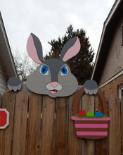 Load image into Gallery viewer, Jumbo Easter Bunny with Optional Basket Fence Peeker Outdoor Yard Decorative Sign