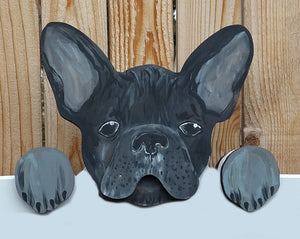 French Bulldog Fence Peeker Yard Art Decorative Sign