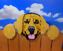 Load image into Gallery viewer, Custom Golden Retriever Dog Fence Peeker Outdoor Yard Decorative Sign