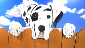 Harlequin Great Dane Dog Fence Peeker Yard Art Garden Decorative Sign