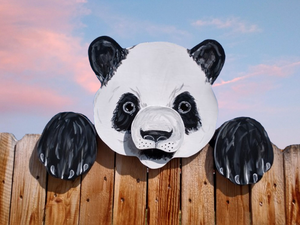 Panda Bear Fence Peeker Outdoor Yard Garden Party Decorative Sign