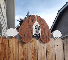 Load image into Gallery viewer, Basset Hound Dog Fence Peeker Yard Art Garden Dog Park Decorative Sign
