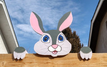 Load image into Gallery viewer, Bunny Rabbit Fence Peeker Yard Art Garden Decorative Sign