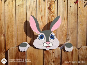 Bunny Rabbit Fence Peeker Yard Art Garden Decorative Sign