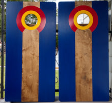 Load image into Gallery viewer, Colorado Flag Cornhole Game Set Natural Stained Center