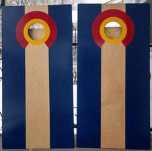 Load image into Gallery viewer, Colorado Flag Cornhole Game Set Natural Stained Center