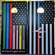 Load image into Gallery viewer, First Responders We Don&#39;t Fight Alone Wrap Top Cornhole Set