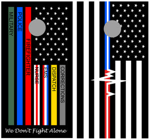 First Responders We Don't Fight Alone Wrap Top Cornhole Set