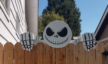 Load image into Gallery viewer, Jack Skellington Skeleton Fence Peeker Yard Art Garden Decorative Sign