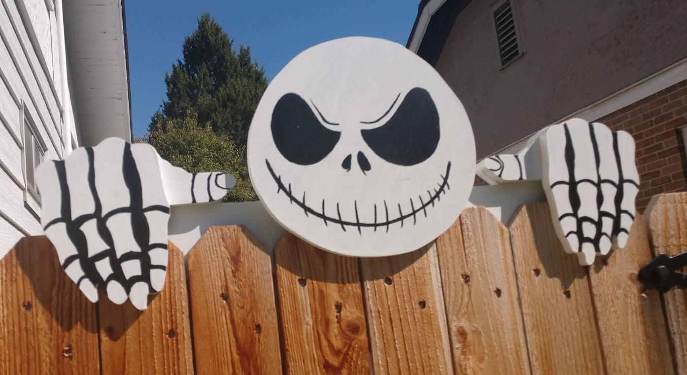 Jack Skellington Skeleton Fence Peeker Yard Art Garden Decorative Sign