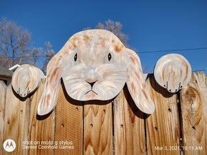 Lop Eared Bunny Rabbit Fence Peeker Yard Art Garden Playground Decorative Sign