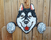 Load image into Gallery viewer, Custom Dog Fence Peeker Decorative Sign Hand Painted to match your Pet