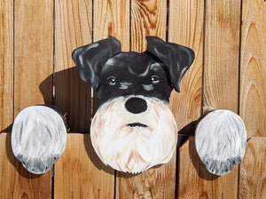 Schnauzer Dog Fence Peeker Yard Art Garden Decorative Sign