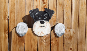 Schnauzer Dog Fence Peeker Yard Art Garden Decorative Sign