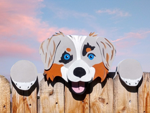 Load image into Gallery viewer, Australian Shepherd Dog Fence Peeker Yard Art Garden Dog Park Kennel Decoration