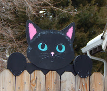 Load image into Gallery viewer, Custom Cat Kitty Kitten Fence Peeker Yard Garden or Playground Decorative Sign