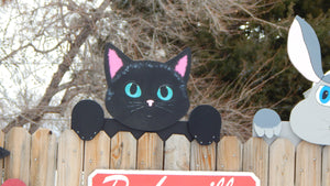 Custom Cat Kitty Kitten Fence Peeker Yard Garden or Playground Decorative Sign