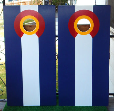 Colorado Flag Cornhole Game Set White Center Regulation Size