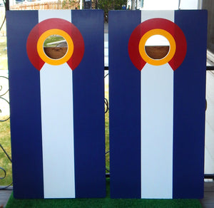 Colorado Flag Cornhole Game Set White Center Regulation Size