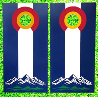 Colorado Flag With Mountains Cornhole Bean Bag Game Set Natural Center