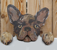 French Bulldog Fence Peeker Yard Art Garden Playground Decoration