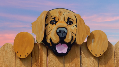 Custom Golden Retriever Dog Fence Peeker Outdoor Yard Decorative Sign