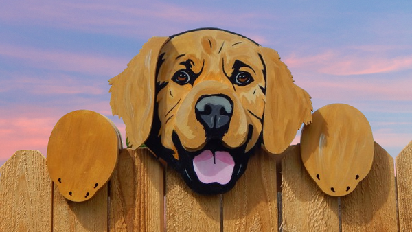 Custom Golden Retriever Dog Fence Peeker Outdoor Yard Kennel Dog Park Decoration