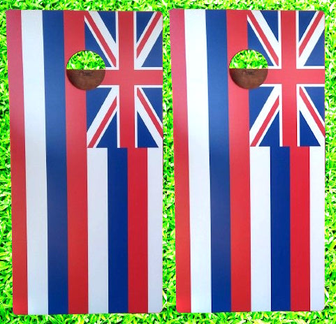 Hawaii State Flag Cornhole Game Wrap Design Set