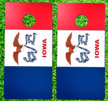 Load image into Gallery viewer, Iowa State Flag Cornhole Game Wrap Custom Set
