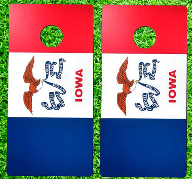 Iowa State Flag Cornhole Game Wrap Custom Set