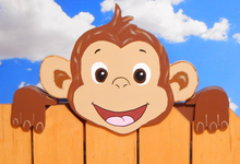Load image into Gallery viewer, Happy Monkey Garden Fence Peeker Decorative Sign