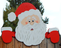 Santa Claus Christmas Fence Peeker Holiday Outdoor Decoration