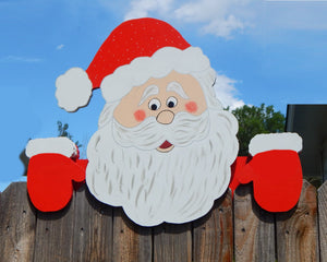 Santa Claus Christmas Fence Peeker Decorative Sign