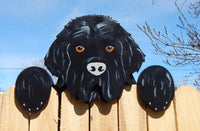 Newfoundland Dog Fence Peeker Yard Art Garden Playground Decoration