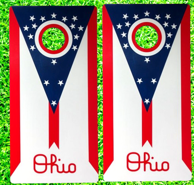 Ohio State Flag Cornhole Game Wrap Design Set