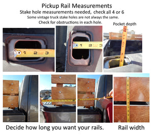 Pickup Truck Bed Custom Hand Made Rustic Wood Side Rails with front or back Cross Rails