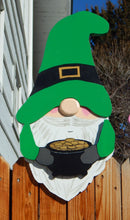 Load image into Gallery viewer, Leprechaun Pot of Gold Garden Gnome Fence Peeker