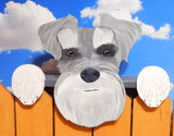 Schnauzer Dog Fence Peeker Yard Art Garden Playground Decoration