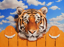 Load image into Gallery viewer, Tiger Fence Peeker Decorative Sign Garden Yard Art