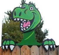 T Rex Dinosaur Kid Friendly Smiling Fence Peeker Outdoor Playground Pre School Decoration