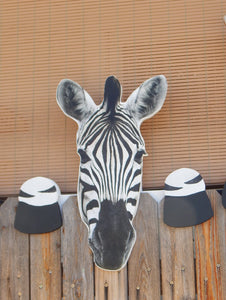 Zebra Picture Peeker Fence Topper Decorative Sign 21 x 20 inches
