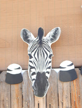 Load image into Gallery viewer, Zebra Picture Peeker Fence Topper Decorative Sign 21 x 20 inches