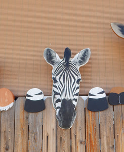 Zebra Picture Peeker Fence Topper Decorative Sign 21 x 20 inches