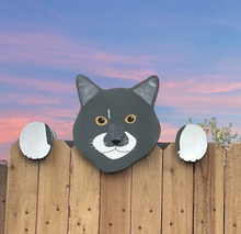 Load image into Gallery viewer, Custom Cat Kitty Kitten Fence Peeker Outdoor Yard Garden or Playground Decoration