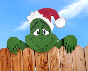The Grinch Christmas Fence Peeker Outdoor Holiday Outdoor Decorative Sign