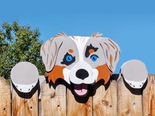 Load image into Gallery viewer, Australian Shepherd Dog Fence Peeker Yard Art Garden Dog Park Kennel Decoration