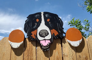 Bernese Mountain Dog Fence Peeker Yard Art Garden Playground Decoration