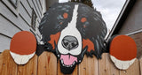 Bernese Mountain Dog Fence Peeker Yard Art Garden Playground Decoration