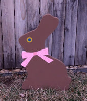 Wooden Chocolate Colored Easter Bunny 21" Yard Art Garden Playground Decoration
